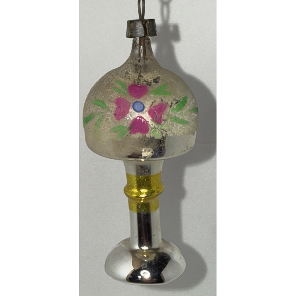 Vtg 50's Poland Hand Blown Painted Table Lamp 3" Christmas Ornament #2625